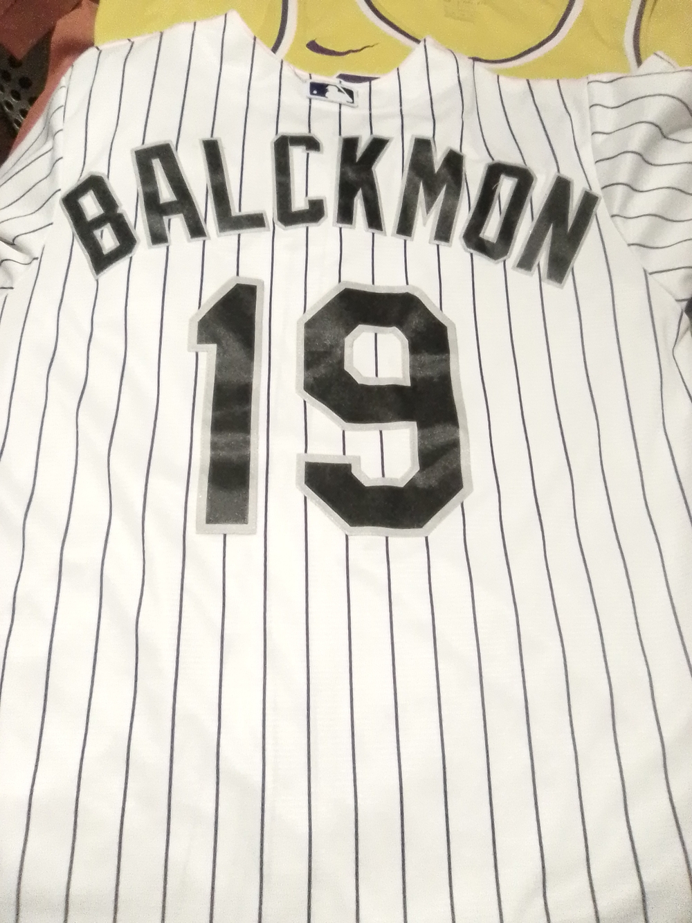 MLB White Pinstripe 'Balckmon 19' Replica Baseball Jersey